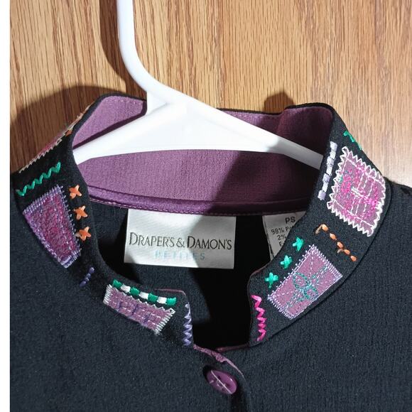 Drapers Damons Embroidered Jacket Top Petite Small Boho Artwear Folk Bohemian - Picture 2 of 9